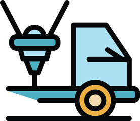 Poster - Side printing icon outline vector. Automotive print. 3d car color flat