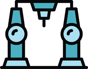 Poster - 3d printer stand icon outline vector. Print vehicle. Future battery color flat