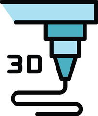 Poster - 3d side printing icon outline vector. Industry product. Machine brake color flat