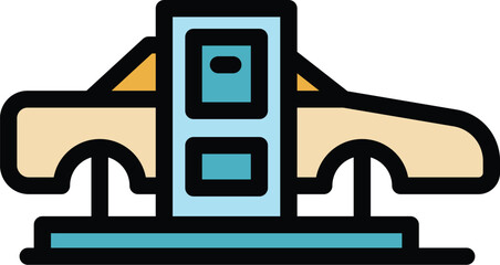 Poster - Future car printer icon outline vector. Automotive print. Machine motor color flat