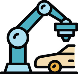 Poster - Car print robot icon outline vector. Vehicle printer. Engine brake color flat