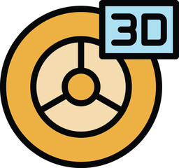 Poster - 3d wheel printing icon outline vector. Design product. Machine future color flat