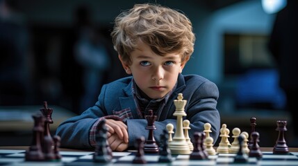 Wall Mural - Young Boy Playing Chess