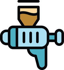 Poster - Service paint gun icon outline vector. Garage mechanic. Painter vehicle color flat