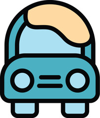 Poster - Clean car painter icon outline vector. Paint gun. Auto service color flat
