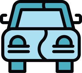 Poster - Car new painting icon outline vector. Check body. Repair gun color flat