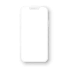 Wall Mural - Realistic white mockup smartphone set with blank screen. 3d mobile phone models. Vector illustration