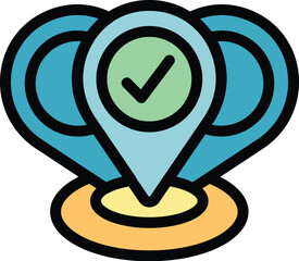Poster - Approved location icon outline vector. Approve credit. Form paper color flat