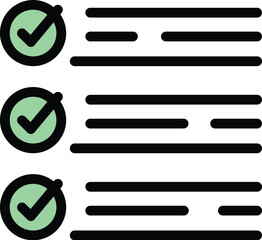 Poster - Online list icon outline vector. Credit finance. Loan approve color flat