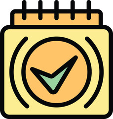 Poster - Calendar approved icon outline vector. Finance credit. Loan money color flat