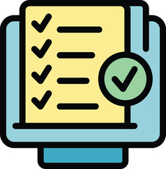 Poster - Monitor document icon outline vector. Loan credit. Form paper color flat