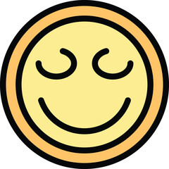 Sticker - Delight emoji icon outline vector. Happy person. Face fun color flat