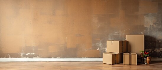 Aufkleber - Arranging boxes in vacant room with empty space