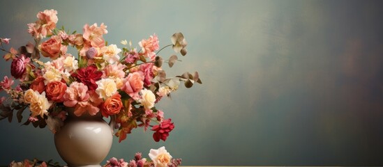 Aufkleber - Bouquet of flowers in a vase with empty area to write