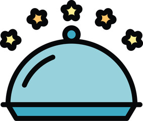 Sticker - Tray restaurant icon outline vector. Work meal. Dinner lunch color flat