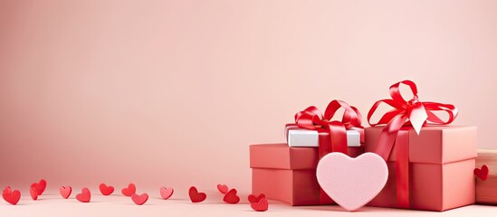 Poster - Gorgeous presents for Valentine s Day set against vibrant backdrop