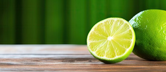 Aufkleber - Lime slice on wooden table