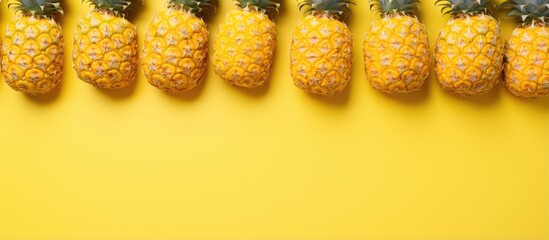 Aufkleber - Minimal pineapple pattern on light yellow background representing tropical summer fruits