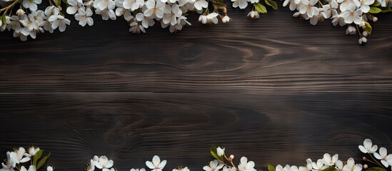 Aufkleber - Springtime cherry blossoms on a wooden backdrop