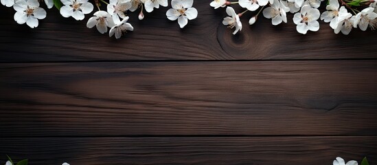 Aufkleber - Springtime cherry blossoms on a wooden backdrop