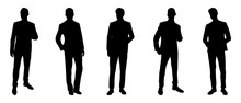 Silhouettes Of Business Men.Group Of Standing Business Men.Vector Illustration Isolated On White Background.