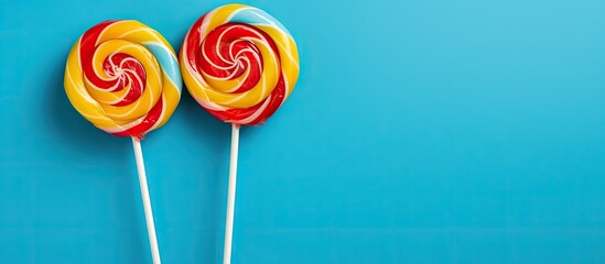 Fototapete - Two colorful lollipops on a blue background
