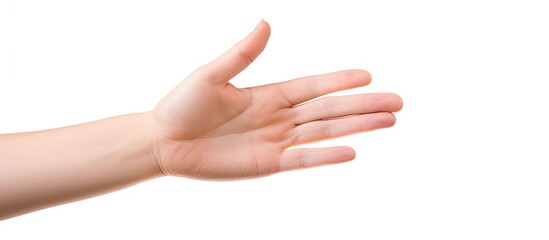 Poster - Woman s hand grasps white surface