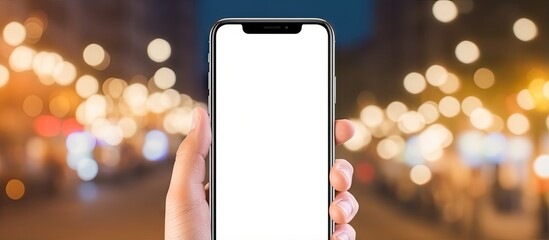 Aufkleber - Women s hands holding smartphone technology concept with blank screen