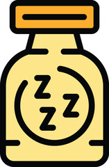 Wall Mural - Sleeping pills icon outline vector. Night person. Time health color flat