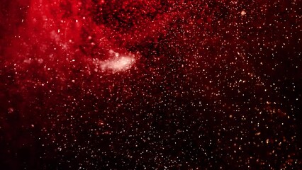 Wall Mural - blood red particle soup background 4k loop features particles flowing with blood red lights animatin