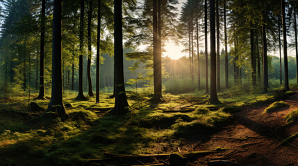 Wall Mural - morning in the forest