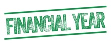 End Of Financial Year Green Watermark Stamp Isolated On White Background. Text Caption Between Parallel Lines With Grunge Design Style
