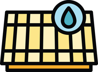 Poster - Rain roof icon outline vector. Worker tile. Metal sheet color flat