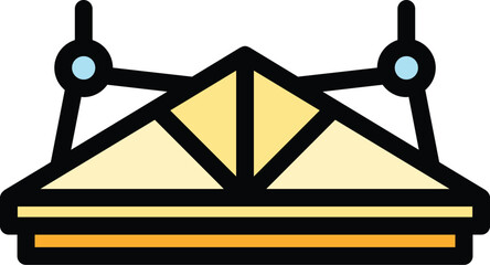 Poster - Roof construction icon outline vector. Metal sheet. Cover dealer color flat