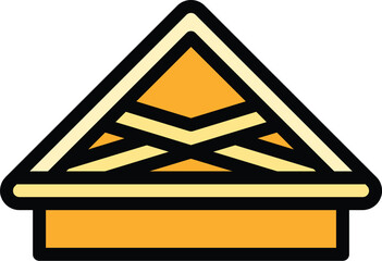 Poster - Wood roof icon outline vector. Repair renovation. House construction color flat
