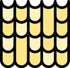 Poster - Metal roof icon outline vector. Worker roofer. Repair work color flat