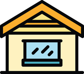 Sticker - New house icon outline vector. Roof repair. Construction worker color flat