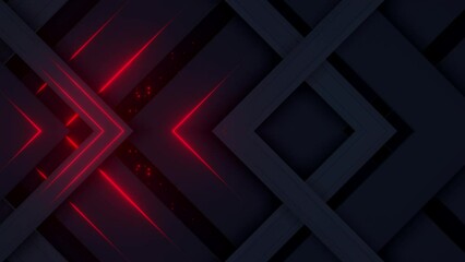 Wall Mural - This stock motion graphic video of 4K dark block patterns with flashing neon lights with gentle overlapping curves on seamless loop