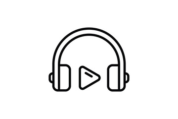 Poster - Headphones Icon. Icon related to multimedia and entertainment. suitable for web site design, app, user interfaces. Line icon style. Simple vector design editable