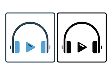 Poster - Headphones Icon. Icon related to multimedia and entertainment. suitable for web site design, app, user interfaces. Solid icon style. Simple vector design editable