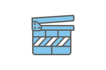 Poster - Clapperboard Icon. Icon related to multimedia and entertainment. suitable for web site design, app, user interfaces. Flat line icon style. Simple vector design editable
