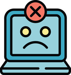 Poster - Laptop error icon outline vector. Lost internet. Plug page color flat