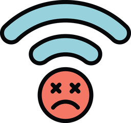 Poster - Lost wifi icon outline vector. Internet connection. Online connect color flat