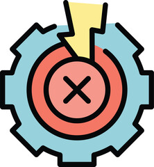 Poster - Gear lost connection icon outline vector. Internet error. Online connect color flat