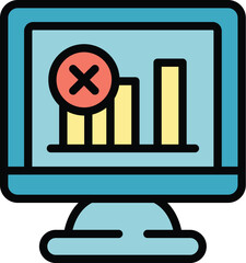 Poster - Monitor graph icon outline vector. Plug page. Bad cable color flat