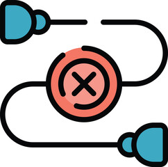 Poster - No plug icon outline vector. Lost connection. Internet error color flat