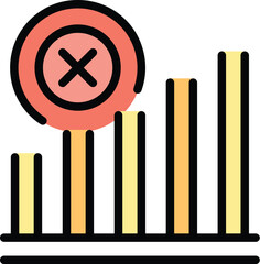 Sticker - Lost signal icon outline vector. Online connect. Internet error color flat
