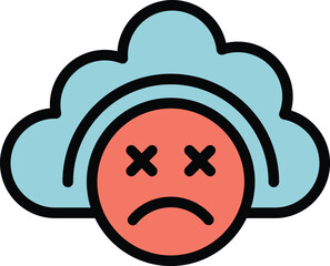 Poster - Data cloud icon outline vector. Internet error. Plug page color flat