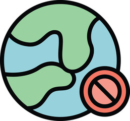 Poster - Global lost connection icon outline vector. Internet error. Online connect color flat