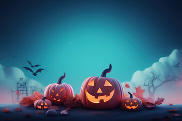 Wall Mural - Halloween Background with Copy Space created with Generative AI technology